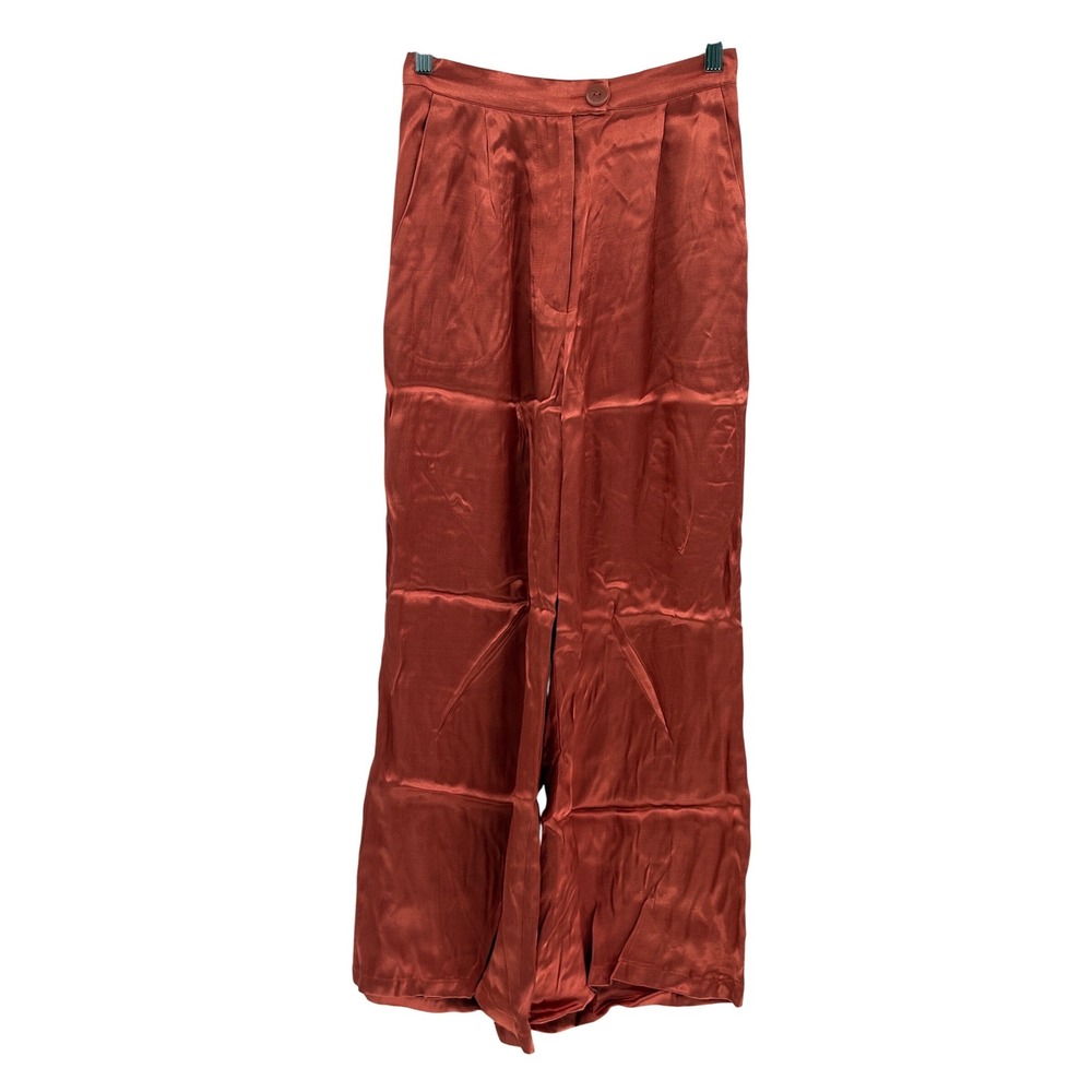 Anthropologie Corey Lynn Calter Pants Satin Wide Leg Petra Women Small Orange